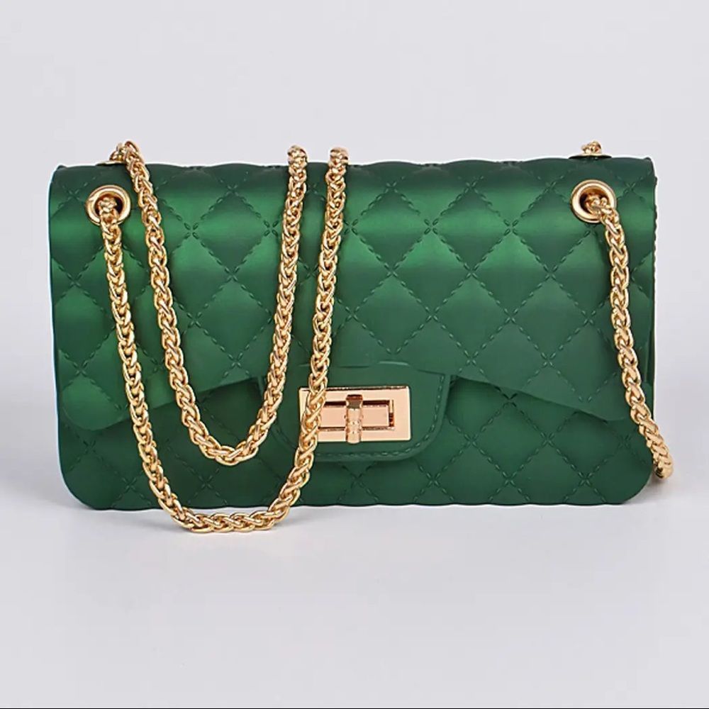 Green Jelly Classic Quilted shape Clutch